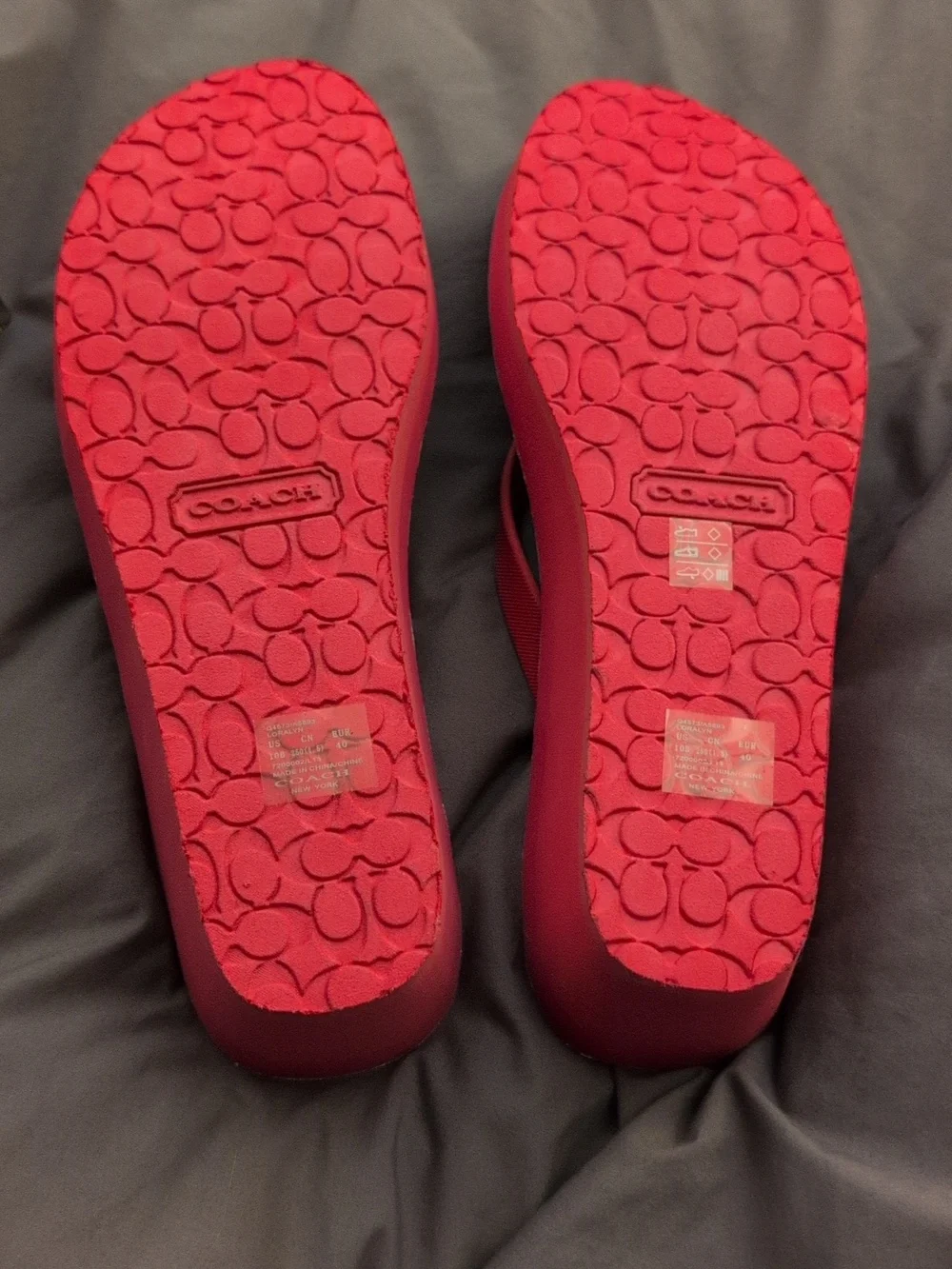 Coach Pop Pink and White Platform Flip Flops Size 10 - Picture 9 of 12